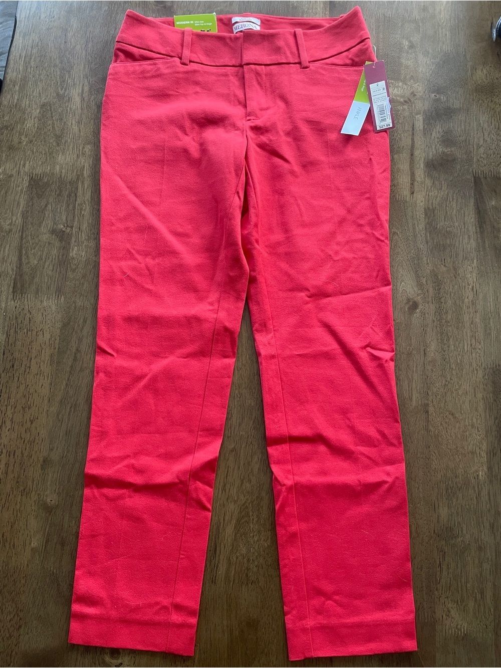 Merona Size 2 Bright Red Modern Fit Stretch Pants NWT Career Trousers